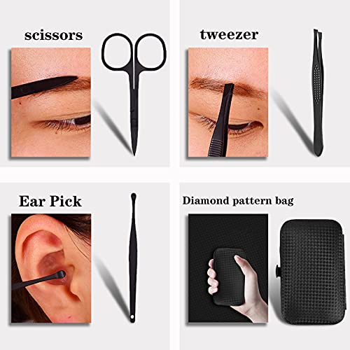 Professional Manicure Stainless Steel Set, 7 pcs Portable Nail Clippers Set, Pedicure Set, Eyebrow Grooming Kit, Nail Care Tools with Luxurious L