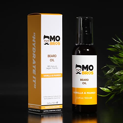 Beard Oil 100ml | Vanilla & Mango | Beard Care for Men | Softens, Hydrate & Conditions Facial Hair | Promotes Growth, Reduces Dryness & Itching |