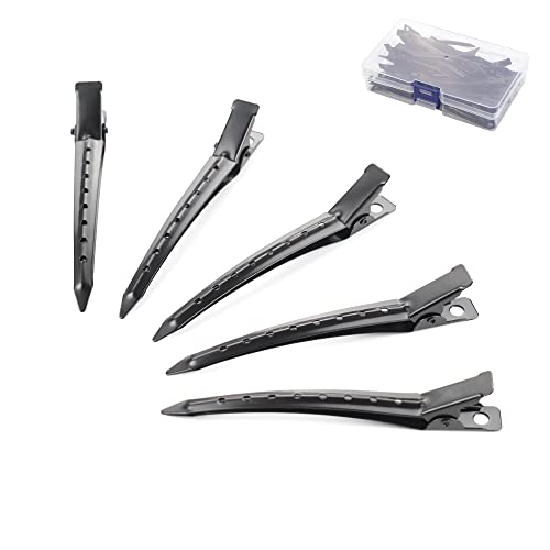 JOYOYO 40 Pcs Duck Bill Hair Clips Hair Sectioning Clips Hairdressing Clips Pin Curl Clips with Holes, 3.5 Inch Professional Sectioning Clips for