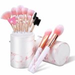 Makeup Brushes Sets Glamour Gaze 16PCS Pink Marble Make up Brushes Foundation Eyeshadow Concealer Eyebrow Blush Brush Set With Makeup Brush Holde