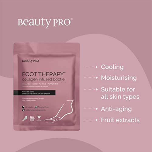 BEAUTYPRO FOOT THERAPY Foot Mask with Collagen, Salicylic Acid & Argan Oil | Packed Full of Natural Ingredients | Intensely Moisturising | Bootie
