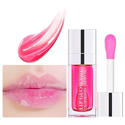 Plump Lip Glow Oil,Crystal Jelly Moisturizing Lip Oil Cherry Oil Plumping Lip Gloss Makeup Sexy Plump Lip Tinted Lip Plumper Hydrating Polished L