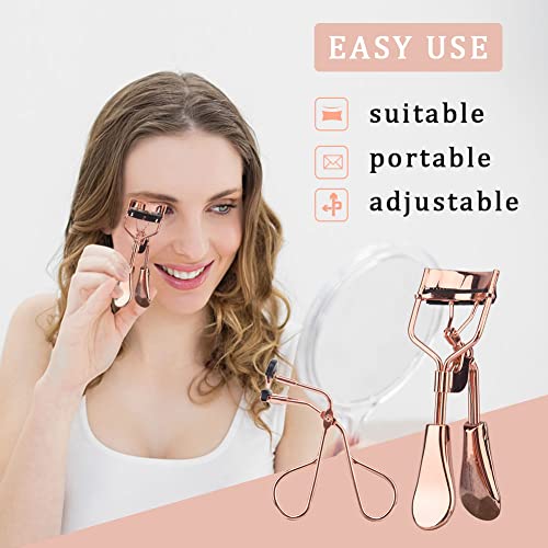 Eyelash Curlers,4 in 1 Lash Curler Kit for Women includes 2 Size of Eye Lash Curler with Comb,Eyebrow Brush,4 Refills Pads,for Natural and Curved