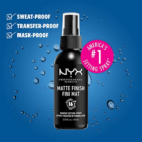 NYX Professional Makeup Setting Spray, Long Lasting Formula, Vegan, Matte Finish, 60 ml