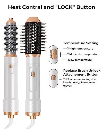 Hot Air Brush Set - 4 in 1 Hair Styler with Hair Dryer with 3 Temperature, Hair Straightening Brush, Suitble for Curling Straightening Drying, Io