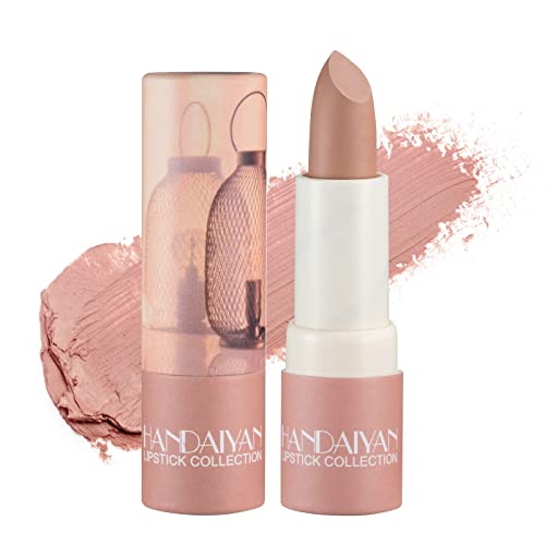 HANDAIYAN Lipstick,Nude Lipstick,Red Lipstick,Smooth,Waterproof,Highly Pigmented Lipsticks for Women Long Lasting (102#Nude Brown)