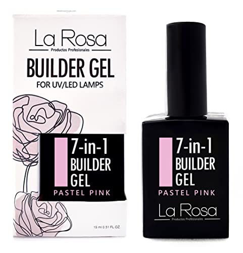 La Rosa 7-in-1 BUILDER GEL in a Bottle - UV Gel - NUDE for nail design and nail art, Nail Easy-To-Use Extension Builder, Cover gel - 15 ml (Light