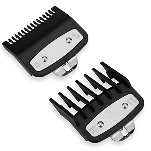 Clipper Guards for Wahl 10 Pcs, Ancable Cordless Clipper Cutting Guards for Wahl 0.5, 1, 1.5, 2, 3, 4, 5, 6, 7, 8 with Metal Clip from 1/16 Inch