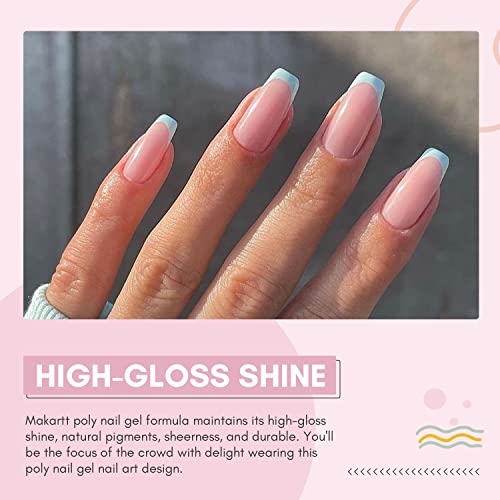 Makartt Poly Nail Gel, Nail Extension Gel 50ML, Builder Gel Nail Extension White Pink Clear Rosy for Technician Starter DIY Salon (Natural Pink)