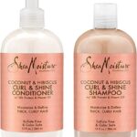 Shea Moisture Coconut & Hibiscus Curl & Shine Shampoo and Conditioner Set W/silk Protein and Neem Oil 13 Oz Bottles by Shea Moisture