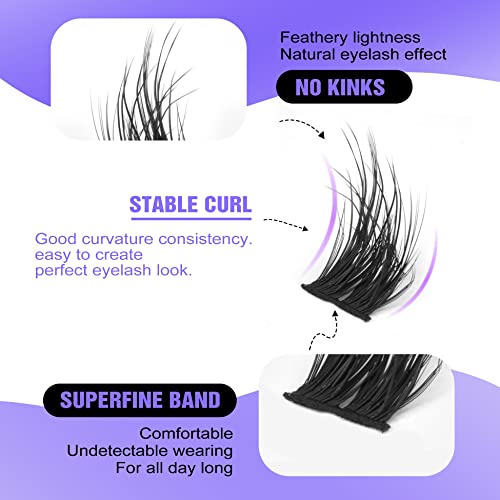 Cluster Lashes Wispy Eyelash Extensions 3D Flat DIY Flat Lash Clusters Individual Faux Mink Lashes False Eyelashes Pack by ALICE