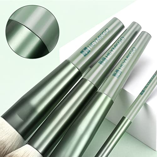 HEYMKGO Makeup Brushes 11pcs Premium Synthetic Bristles Green Color Kabuki Foundation Brush Face Lip Eye Makeup Brush Sets Professional with Gift