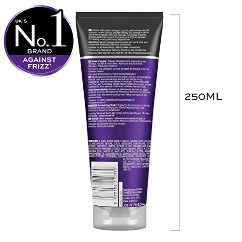 John Frieda Frizz Ease Miraculous Recovery Repairing Conditioner 250ml, Smoothing Conditioner for Frizzy Hair
