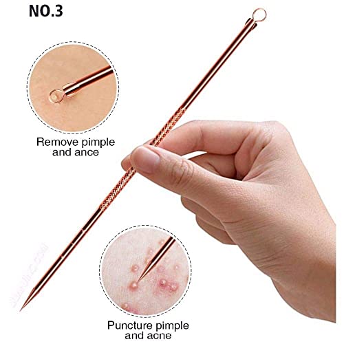 4Pcs Blackhead Remover Kit, Extractor Remover Set Professional Stainless Steel Pimple Popper Tool Treatment for Blackhead Acne Comedone (Rose Gol