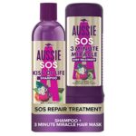 Aussie SOS Shampoo And Deep Treatment Hair Mask Set for Dry Damaged Hair, Kiss of Life Hair Repair Hair Care Set With Australian Superfoods, Sham