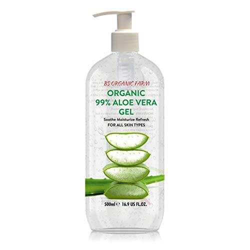 Organic Aloe Vera Gel for Face, Hair & Body, Moisturiser for all skin types, Sunburn relief, Aftersun lotion, Rich in Vitamins, Premium quality,