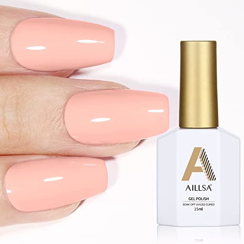 AILLSA White Gel Nail Polish, 15ml Soak Off U V Gel Polish, Color Gel Nail Varnish Long Lasting, Nail Art Manicure Set DIY at Home 1Pcs