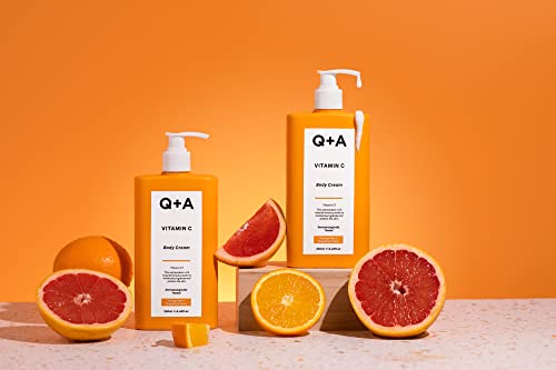Q+A Vitamin C Body Cream, for hydrating body care with ingredients that promote moisturisation by mirroring the makeup of your skin, brighten ski