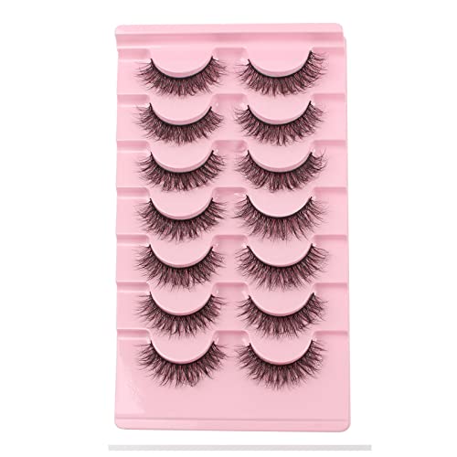 Oreola False Eyelashes Natural Fluffy Wispy Faux Mink Lashes Fluttery Light Fake Eyelashes Super Soft 7 Pairs Pack