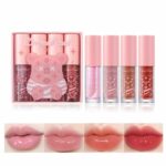 4Packs Lip Oil and Lip Gloss Set, Lip Oil Hydrating Non-sticky Lip Glow Oil Tinted Clear Lip Plumper Moisturizing Lipgloss Set Gift For Women and