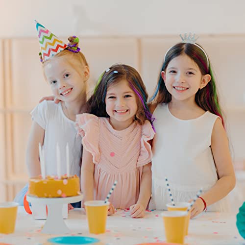 HQCM 36 Pcs Kids Hair Extensions with Hair Clips, Rainbow Braid Hair Extension, Girls' Hair Accessories Color Clip Hair Extension, for Parties an