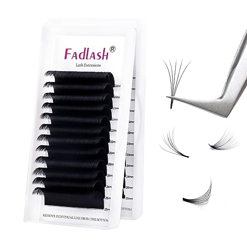Fadlash Easy Fan Lashes C Curl 0.10 8-14mm Mixed Length Russian Lashes Natural Look Self Fanning Eye Lashes Automatic Blooming Russian Eyelashes