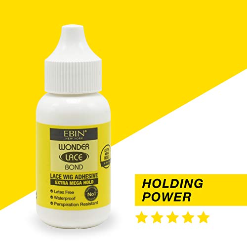 EBIN NEW YORK Wonder Lace Bond Extra Mega Hold 1.18oz - No Residue Improved Formula Easy to Apply Fast Drying Waterproof Latex Free Perspiration