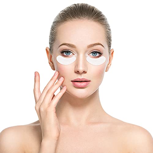 Eye Gel Pads, Lint Free Eyelash Patches, 100 Pairs Under Eye Gel Pads for Pro Salon and Individual Eyelash Extension (SILVER)