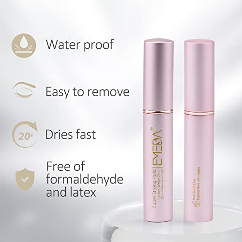 EMEDA Super Strong Hold False Eyelash Glue Professional Latex Free Eyelash Glue Waterproof Lash Glue Strip Eyelash Adhesive White Lashes Glue Sui