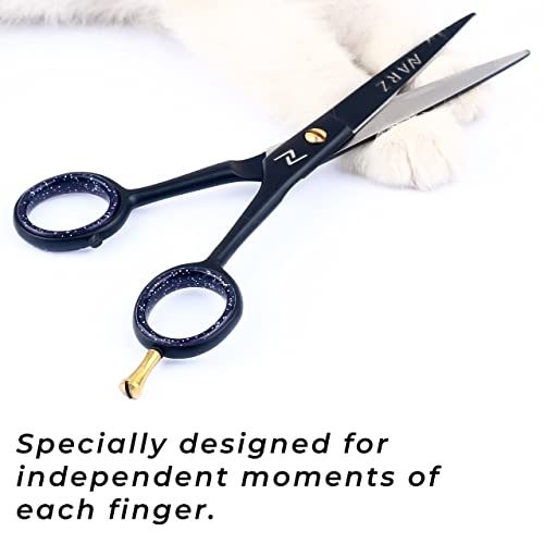 NARZ Professional Hairdressing Scissors for Barbers & Hairdressers 6" Stainless Steel Hair Cutting Scissors for Men & Women (Black)
