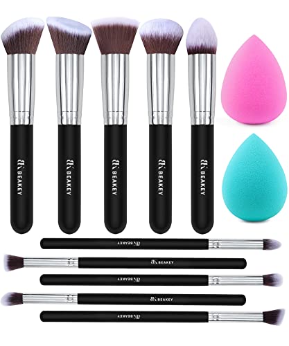 BEAKEY Diversity Makeup Brushes 12Pcs Makeup Kit, Premium Synthetic Kabuki Foundation Face Powder Concealers Eyeshadow Blush Brushes Makeup Brush