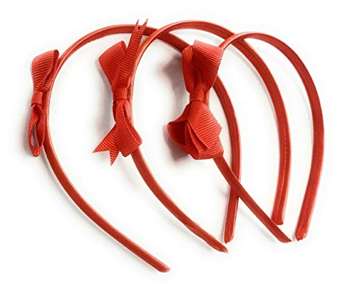 Caprilite 3 x School Hair Bows on Headbands Alice Bands Uniform Colours Bow Headband Set (Royal Blue)