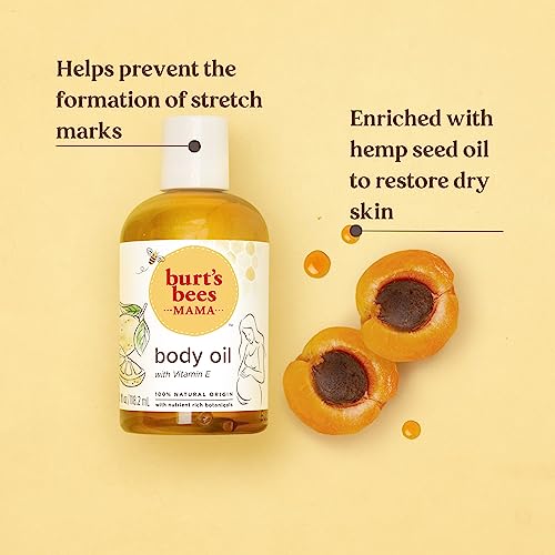 Burt's Bees Hydrating Body Oil for Pregrancy Stretch Marks, with Vitamin E, Sweet Almond Oil & Lemon Oil, 118.2 ml (Pack of 1)