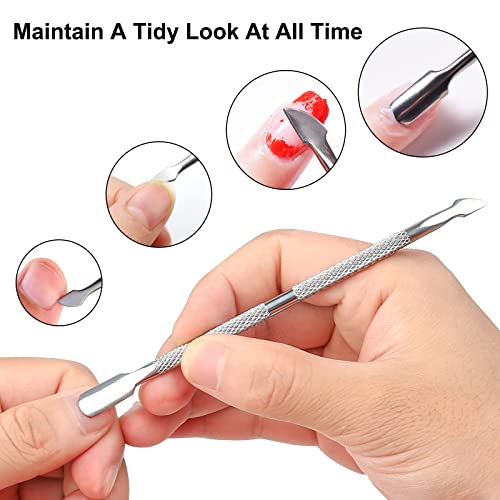 Fishing Fun Cuticle Pusher, 2 Pcs Stainless Steel Cuticle Pusher Tool,Double End Manicure Pedicure UV Gel Nail Polish Remover Tool for Fingernail