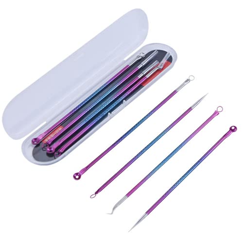 Color Blackhead Tool Kit, Stainless Steel Acne Needles Double Side Spot Squeezer Tool, Pimple Popper Tool Kit, Whitehead Removal (Colorful)