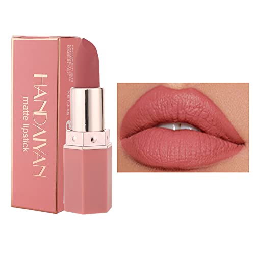 Matte Lipstick Long Lasting, Non Stick Cup Velvet Lipstick Lip Gloss Waterproof Lipstick Professional Lipstick Cosmetics Make Up Gifts Full-Cover