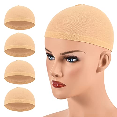 Stocking Wig Cap Ultra Thin - 4 Pieces, Breathable, Sweat Absorber & Stretchable Wig Caps for Women, One Size Fits All (Light Brown)