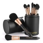 OMANIAC® Professional Makeup Brushes Set (12Pcs), Pearl Flash Handles, Comfortable to Hold and Easy to Use. Black Travel Make up Brushes Set with