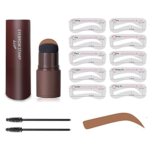 Eyebrow Stencil Kit, Eyebrow Stamp Kit, Waterproof Brow Stamp Shaping Kit, Eyebrow Powder Stencil Kit, Eyebrow Stamp Makeup Tools with 10 Reusabl