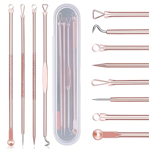 Blackhead Remover Tool, 4Pcs Comedone Extractor Tool Acne Removal Kit Pimple Popper Tool Kit Acne Needles Double Side Spot Squeezer Tool for Pimp