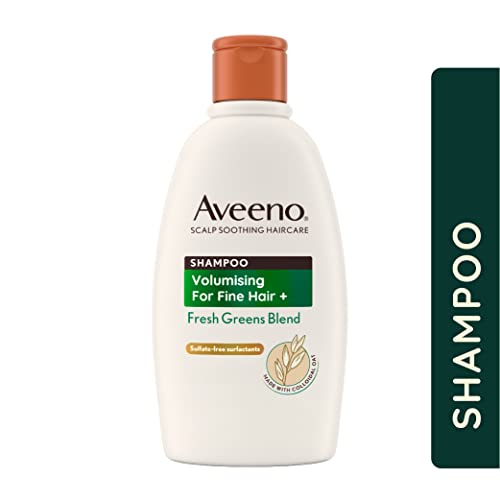 Aveeno Volumising Fresh Greens Scalp Soothing Mint, Cucumber and Rosemary Shampoo for Fine Hair 300ml