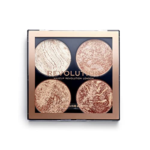 Makeup Revolution, Cheek Kit Don't Hold Back, Face Bronzing & Highlighter Palette with Shimmer Finish, Highly Pigmented Formula, 4 Shades Include