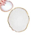 Nail Art Palette, Resin Nail Art Palette, Makeup Mixing Palette Nail Art Painting Nail Tech Supplies Resin Nail Art Palette DIY Tool Gold Edge Wh