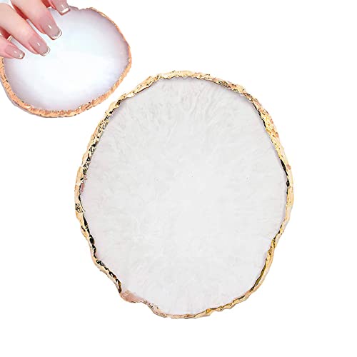 Nail Art Palette, Resin Nail Art Palette, Makeup Mixing Palette Nail Art Painting Nail Tech Supplies Resin Nail Art Palette DIY Tool Gold Edge Wh