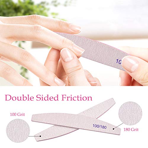 Nail File Set 12 Pcs Nail Files and Buffers 4 Shapes Professional Nail Files Block 100/180 Grit Double Sided Emery Board Manicure Set for Nail Tr