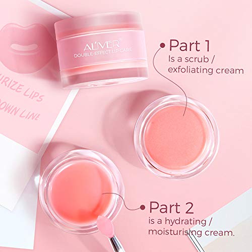 Lip Sleep Mask with Collagen Peptide, Peach Lip Scrub Overnight Moisturizer for Lip Skin Care and Lip Treatment Repairs Dry&Chapped&Peeling&Crack