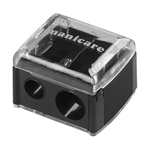 Manicare Dual Cosmetic Pencil Sharpener, For Large And Small Lip, Eye and Brow Pencils, Eyeliner, Lip Liner, Catches Shavings, Cosmetic Makeup To