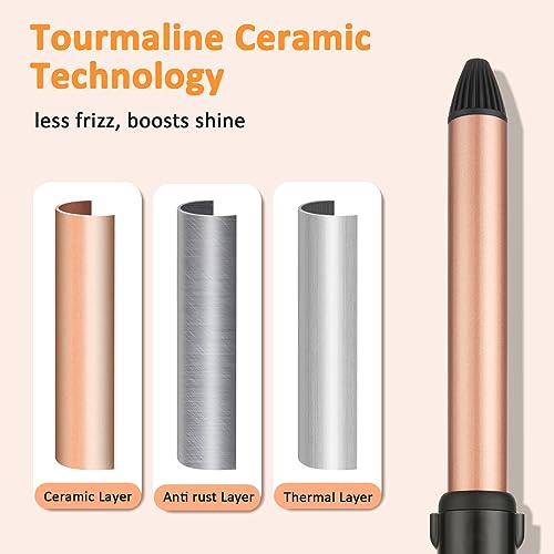 LXMTOU Curling Wand 25mm Ceramic Hair Curler Wand for Short to Long Hair Professional Styler 1 Inch Curling Iron with Clampless 100°C-230°C Tempe