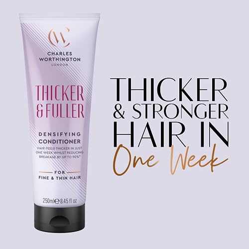 Charles Worthington Thicker and Fuller Densifying Conditioner, Hair Thickening Conditioner for Fine Hair, Hair Thickening Products for Women and