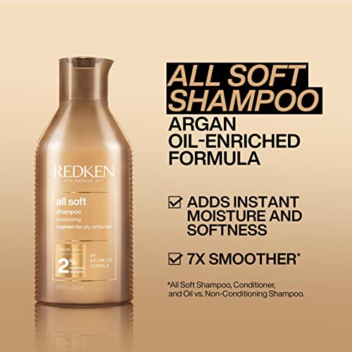 REDKEN Shampoo & Conditioner, For Dry Hair, Argan Oil, Softness and Shine, All Soft, Power Duo 500 ml Set